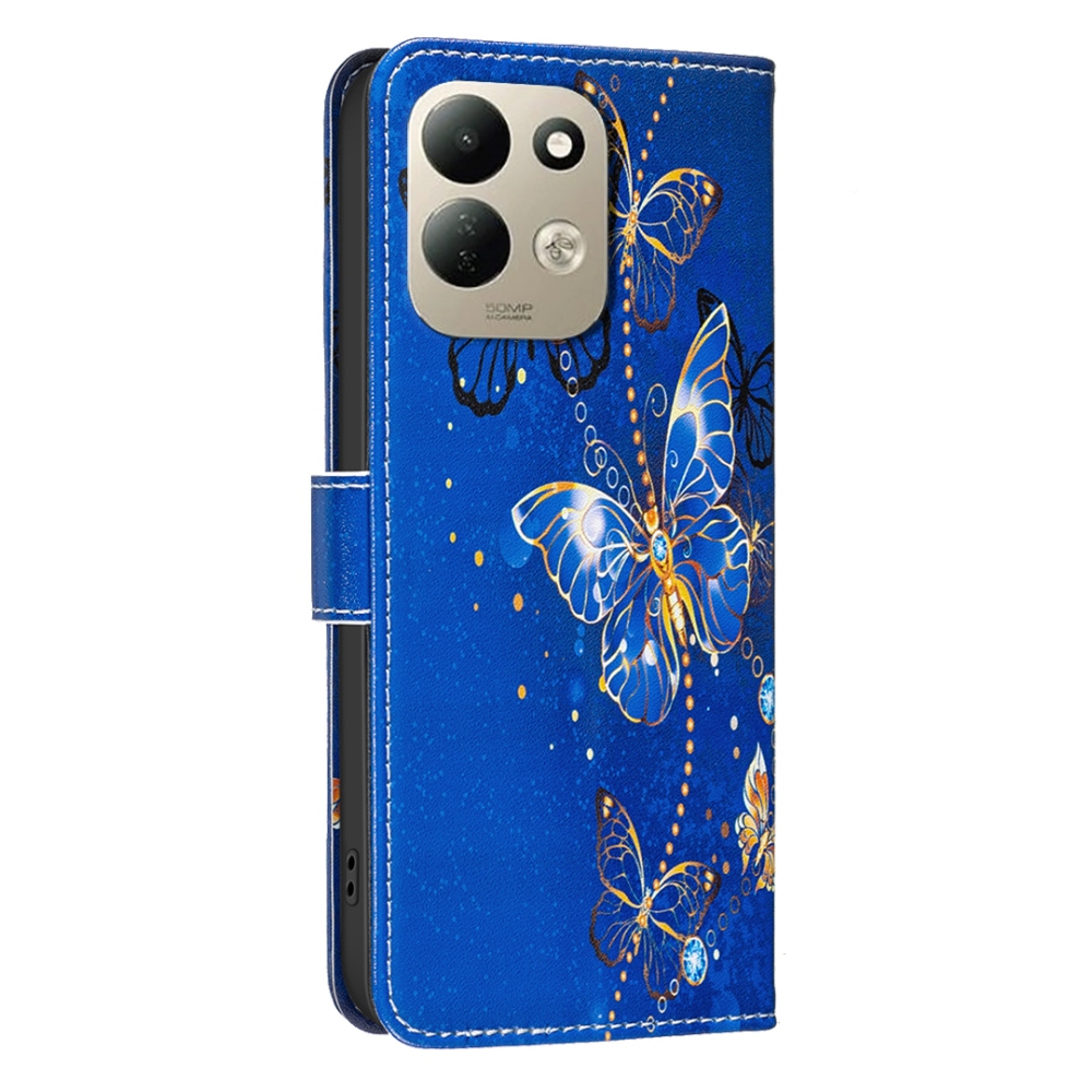 Print knížkové pouzdro na mobil Xiaomi Redmi 17 4G/5G - modrozlatí motýli