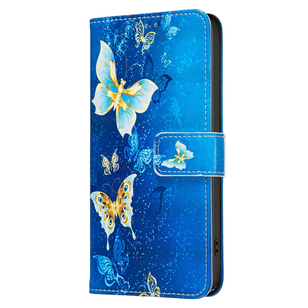 Print knížkové pouzdro na mobil Xiaomi Redmi 17 4G/5G - světlemodří motýli