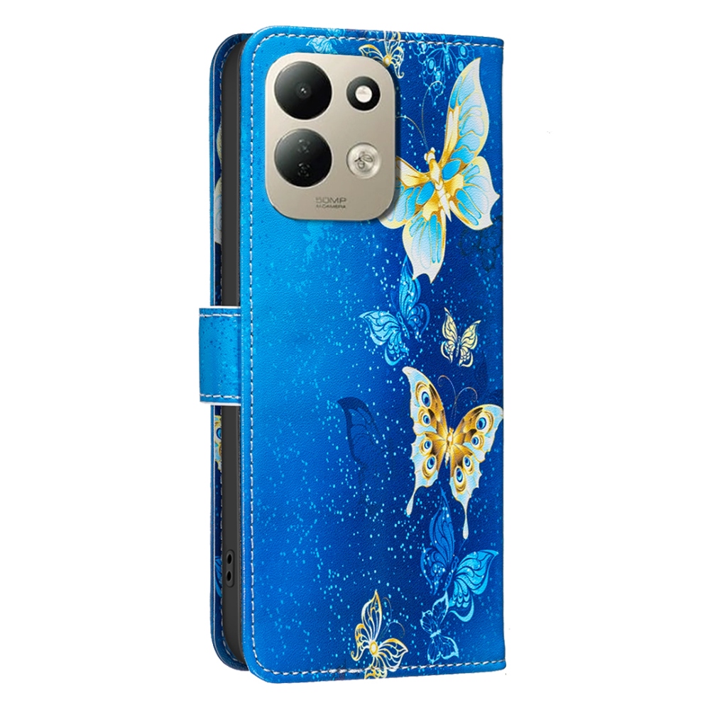 Print knížkové pouzdro na mobil Xiaomi Redmi 17 4G/5G - světlemodří motýli
