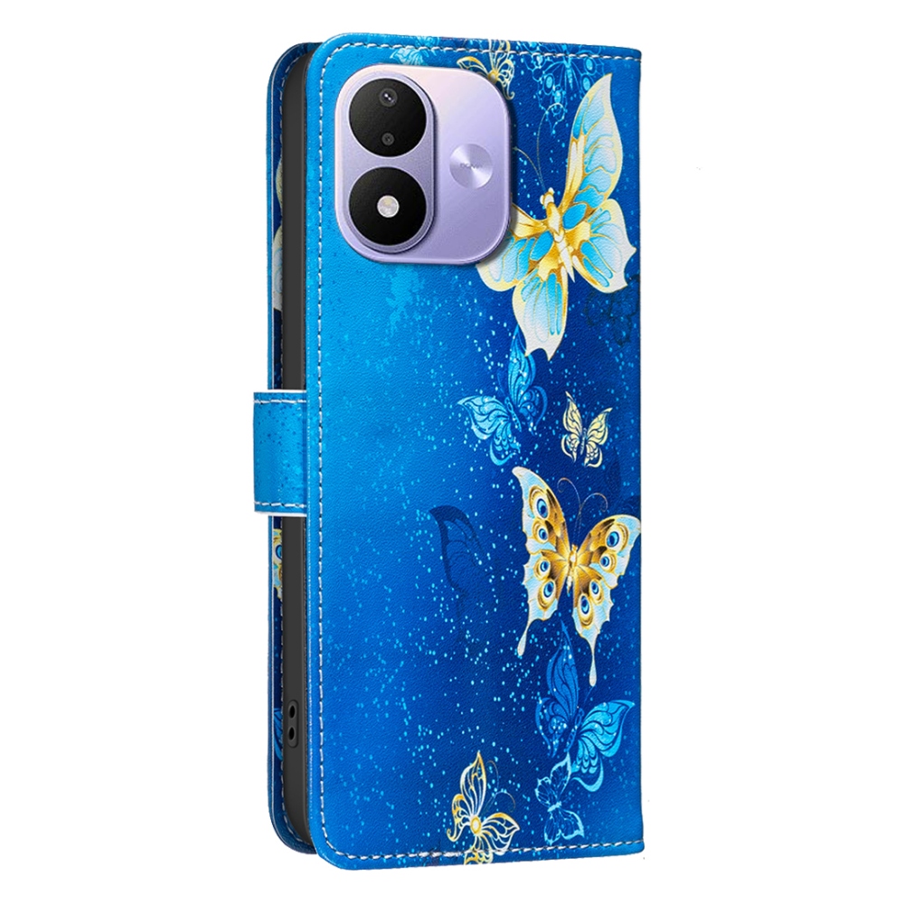Print knížkové pouzdro na mobil Xiaomi Redmi Note 17 4G/5G - světlemodří motýli