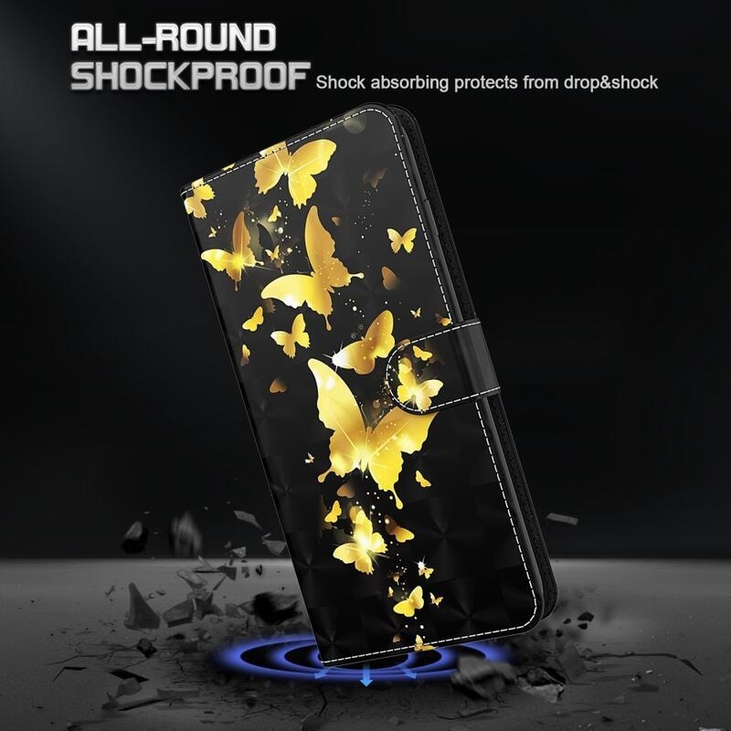 Print knížkové pouzdro na Samsung Galaxy A14 4G/5G - zlatí motýli