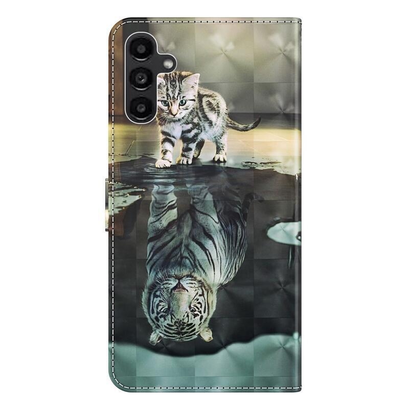 Print knížkové pouzdro na Samsung Galaxy A54 5G - kočka a odraz tygra