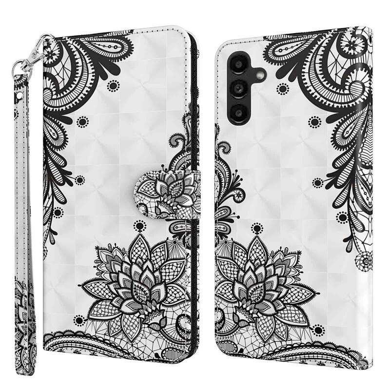Print knížkové pouzdro na Samsung Galaxy A54 5G - krajkový květ