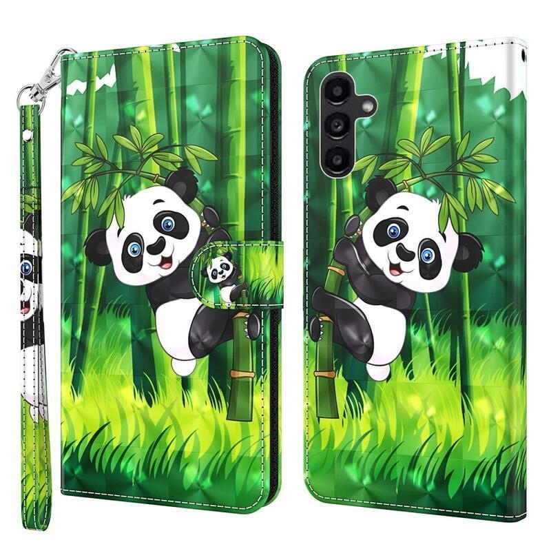 Print knížkové pouzdro na Samsung Galaxy A54 5G - panda na bambusu