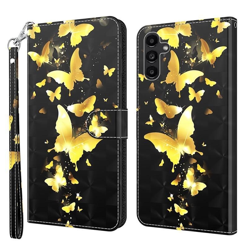 Print knížkové pouzdro na Samsung Galaxy A54 5G - zlatí motýli