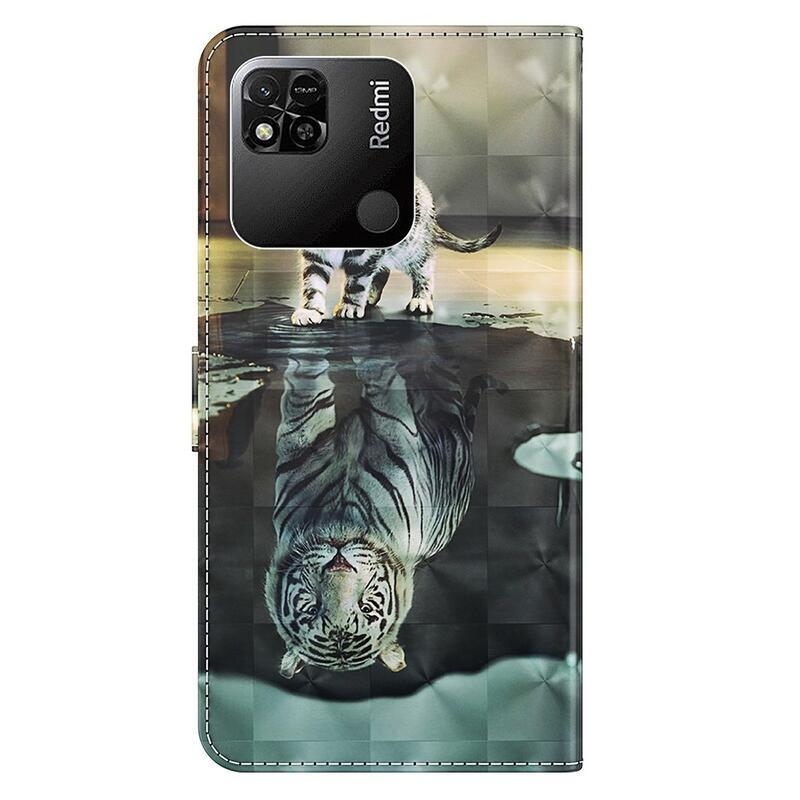 Print knížkové pouzdro na Xiaomi Redmi 10A - kočka a odraz tygra