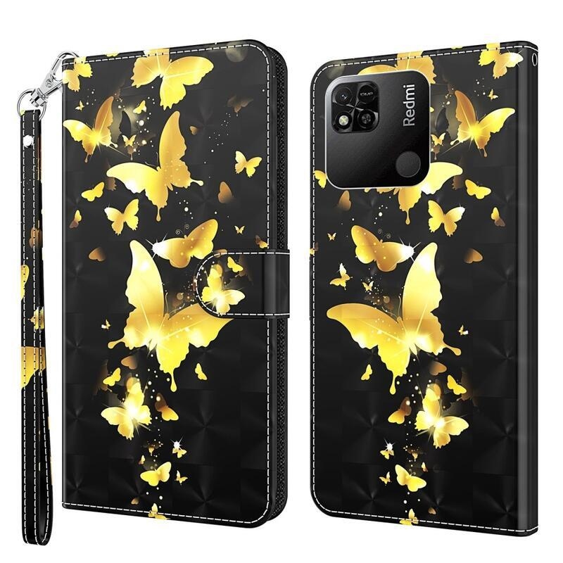 Print knížkové pouzdro na Xiaomi Redmi 10A - zlatí motýli