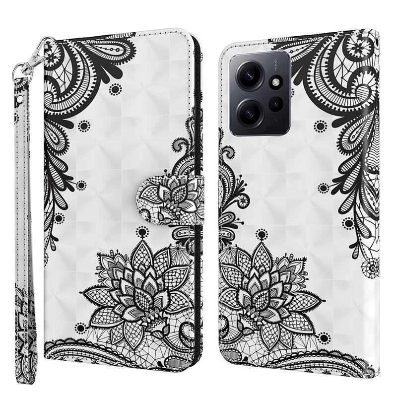 Print knížkové pouzdro na Xiaomi Redmi Note 12 4G - krajkový květ
