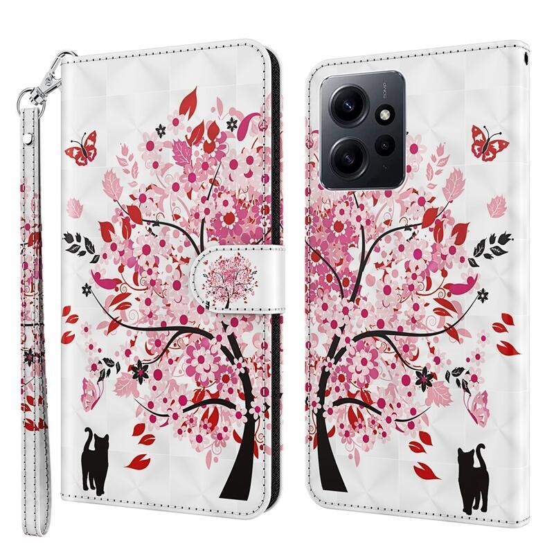 Print knížkové pouzdro na Xiaomi Redmi Note 12 4G - rozkvetlý strom