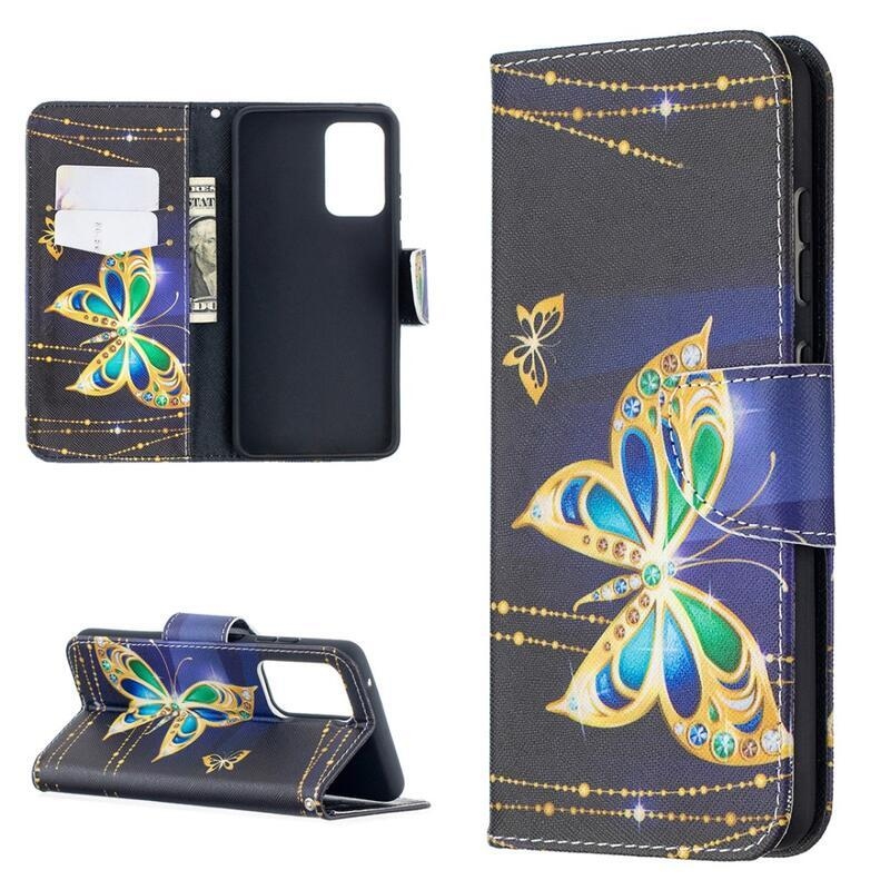 Print peněženkové pouzdro na mobil Samsung Galaxy A52 5G/4G/A52s 5G - diamantový motýl