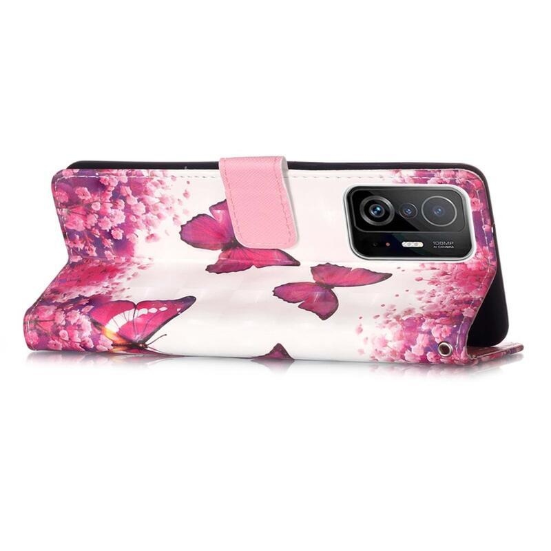 Print peněženkové pouzdro na mobil Xiaomi 11T/11T Pro - růžoví motýli