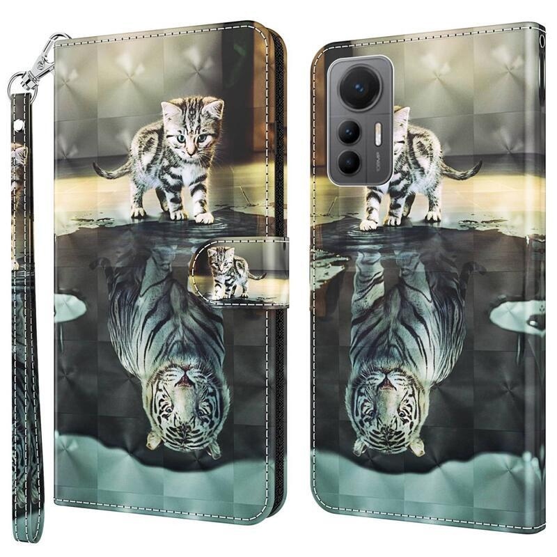 Print peněženkové pouzdro na mobil Xiaomi 12 Lite - kočka a odraz tygra