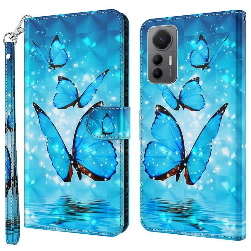 Print peněženkové pouzdro na mobil Xiaomi 12 Lite - modří motýli
