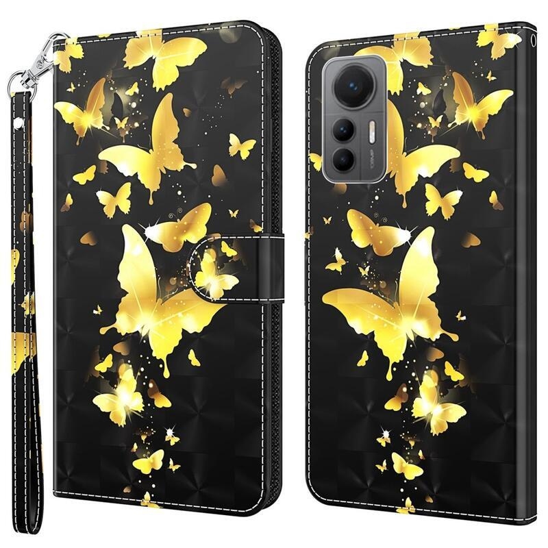 Print peněženkové pouzdro na mobil Xiaomi 12 Lite - zlatí motýli