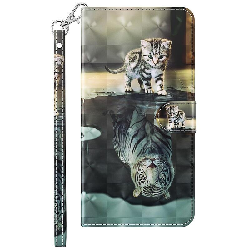 Print peněženkové pouzdro na Samsung Galaxy M13 - kočka a odraz tygra