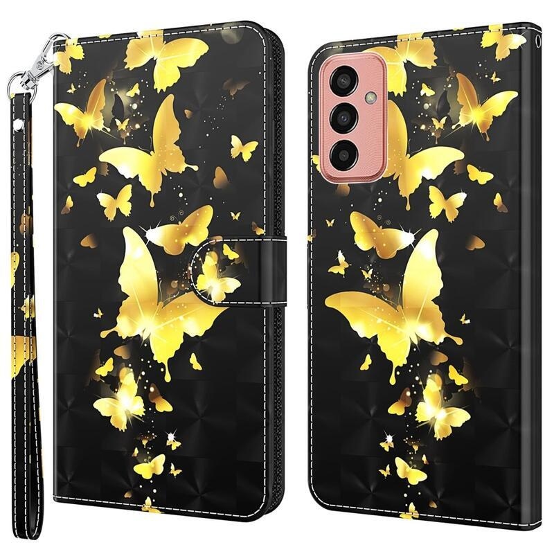 Print peněženkové pouzdro na Samsung Galaxy M13 - zlatí motýli