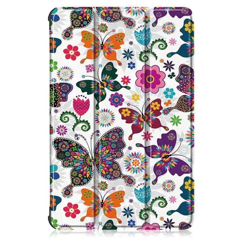 Print polohovatelné pouzdro na Lenovo Tab P11 Pro - motýli a květy
