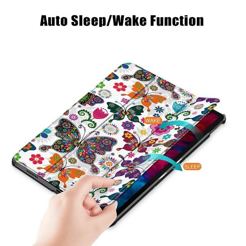 Print polohovatelné pouzdro na Lenovo Tab P11 Pro - motýli a květy