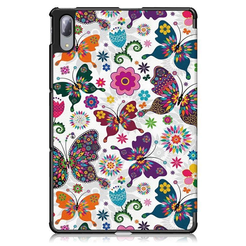 Print polohovatelné pouzdro na Lenovo Tab P11 Pro - motýli a květy