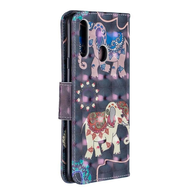 Print PU kožené peněženkové pouzdro na mobil Samsung Galaxy A20s - slon