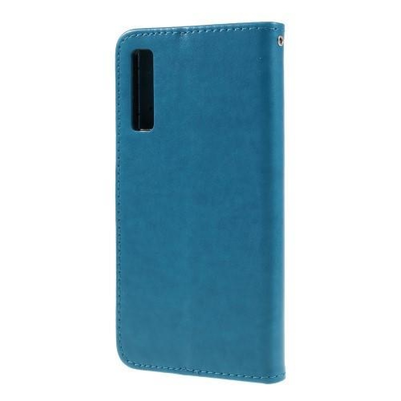 Print PU kožené peněženkové pouzdro na mobil Samsung Galaxy A7 (2018) - modré