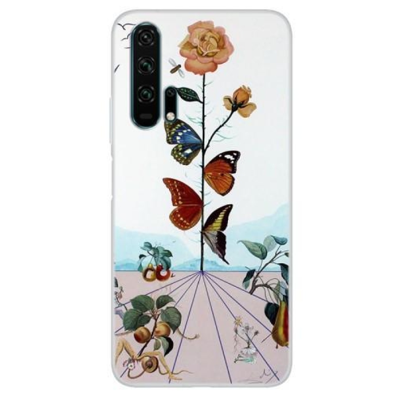 Print zajímavý gelový obal pro mobil Honor 20 Pro - motýl a květina