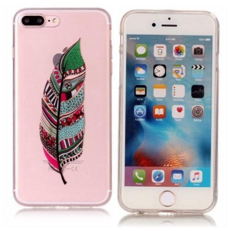 Printy gelový obal na iPhone 8 Plus a 7 Plus - pírko