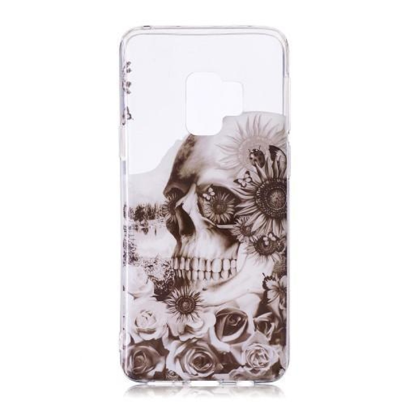 Printy gelový obal na Samsung Galaxy S9 - květinová lebka