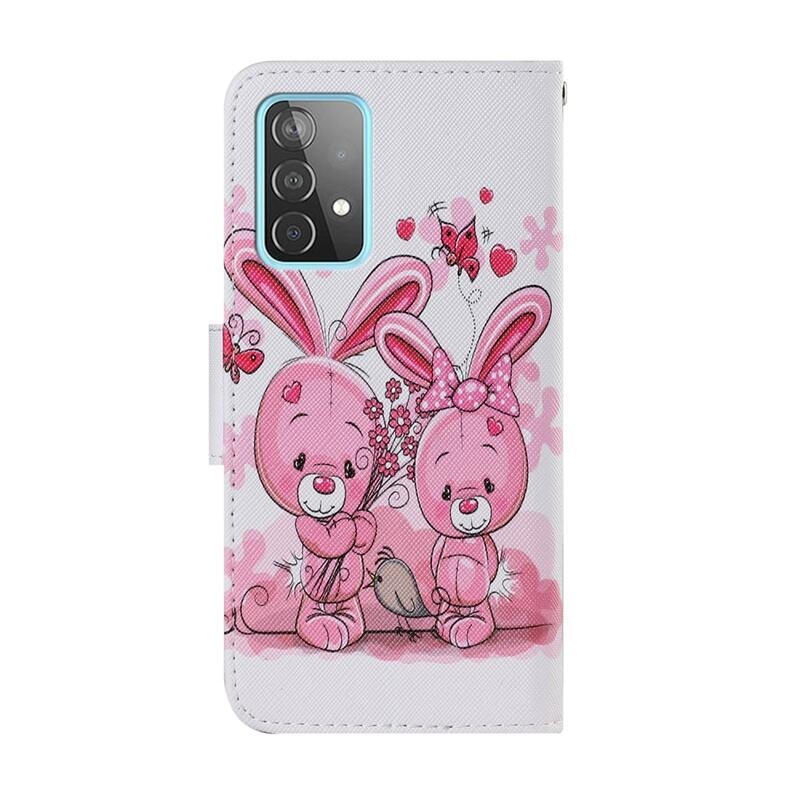 Printy peněženkové pouzdro na mobil Samsung Galaxy A52 5G/4G/A52s 5G - růžoví zajíci