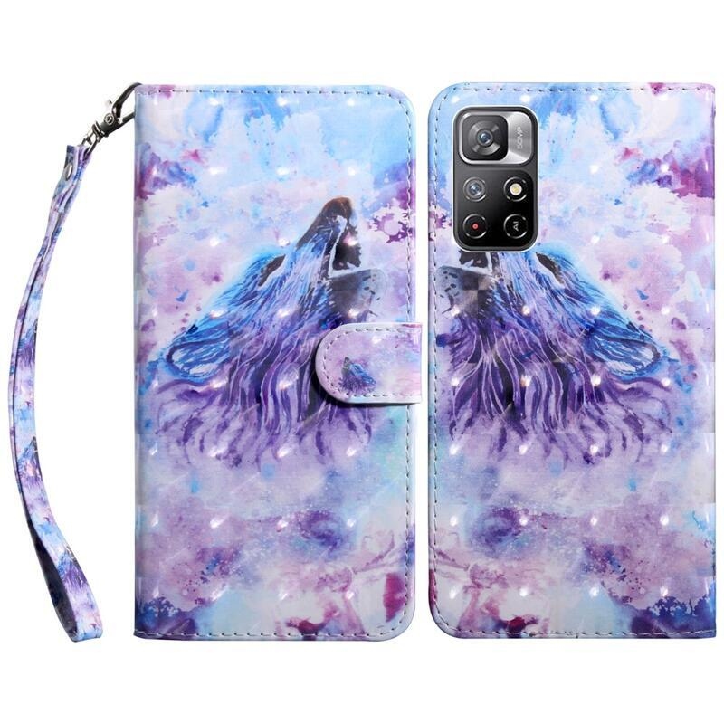 Printy peněženkové pouzdro na mobil Xiaomi Poco M4 Pro 5G/Redmi Note 11S 5G - vyjící vlk