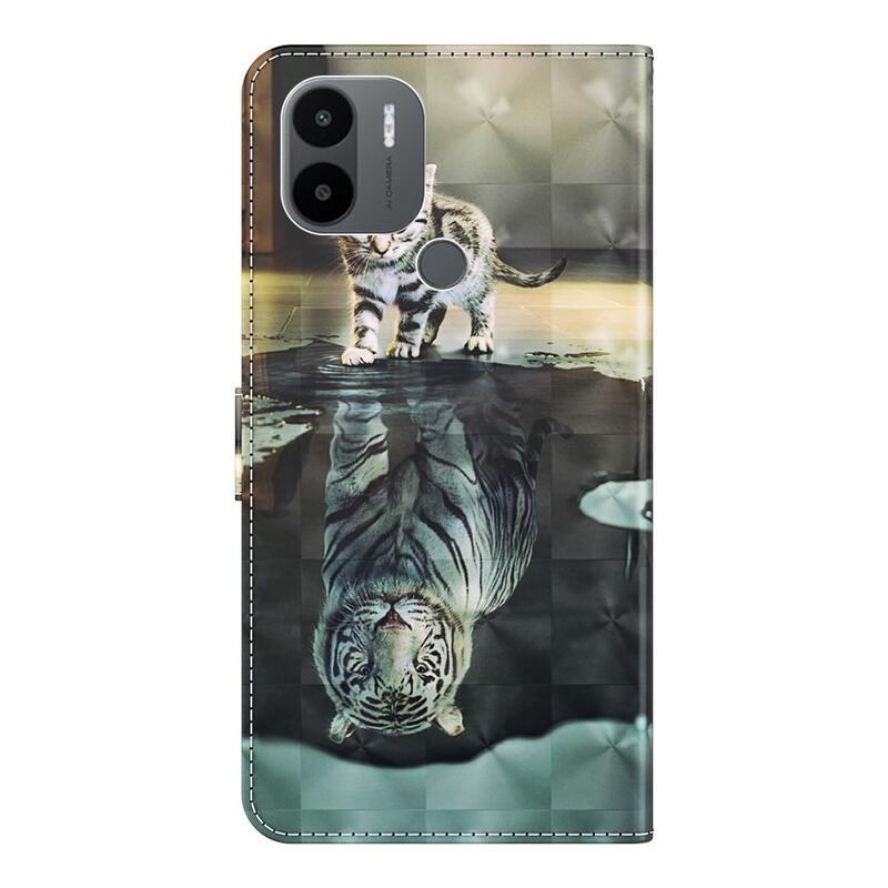 Printy peněženkové pouzdro na mobil Xiaomi Redmi A1+/A2+ - kočka a odraz tygra