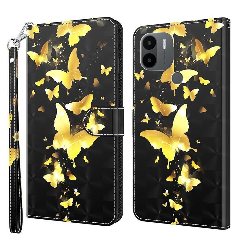 Printy peněženkové pouzdro na mobil Xiaomi Redmi A1+/A2+ - zlatí motýli
