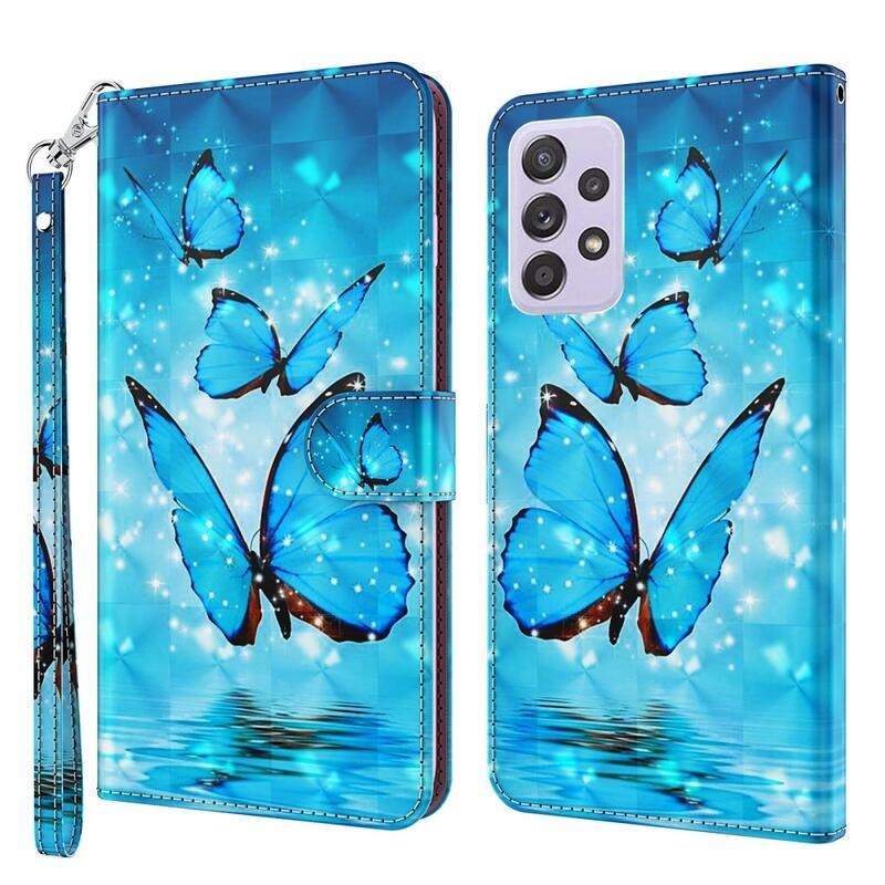 Printy peněženkové pouzdro pro mobil samsung Galaxy A33 5G - modří motýli