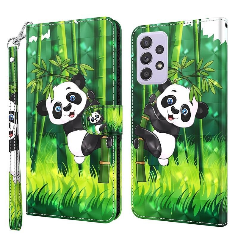 Printy peněženkové pouzdro pro mobil samsung Galaxy A33 5G - panda na bambusu