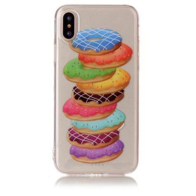 Printy průhledný gelový obal na iPhone X - donutky - průhledný
