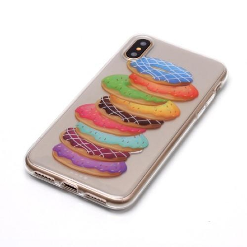 Printy průhledný gelový obal na iPhone X - donutky - průhledný