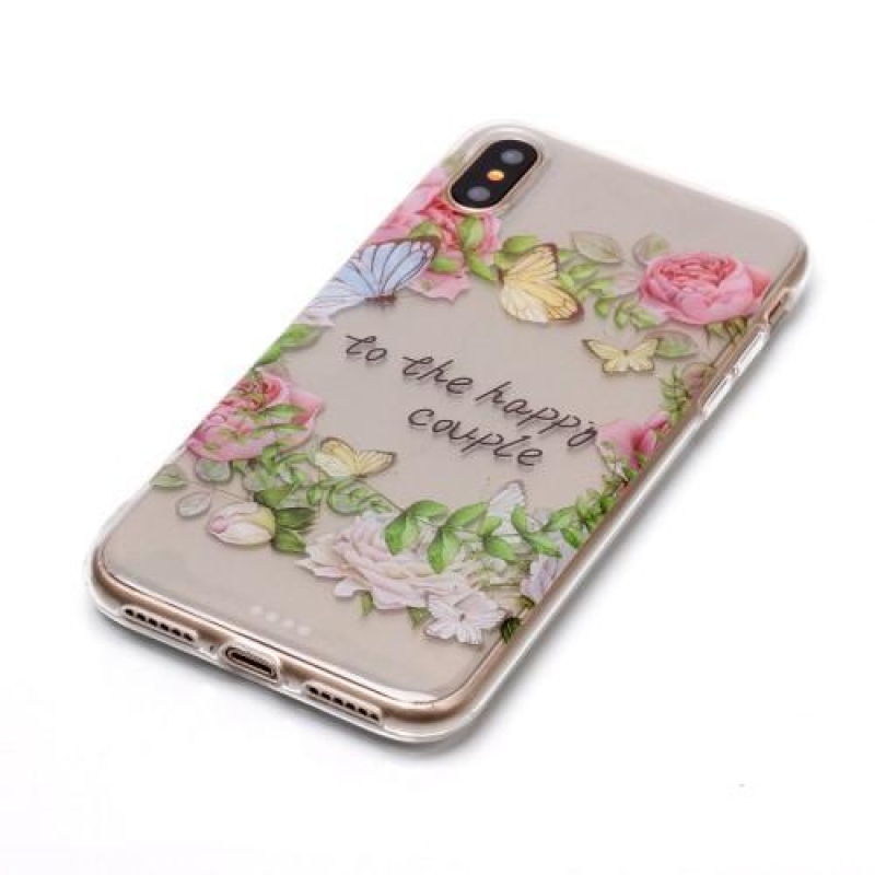 Printy průhledný gelový obal na iPhone X - happy - průhledný