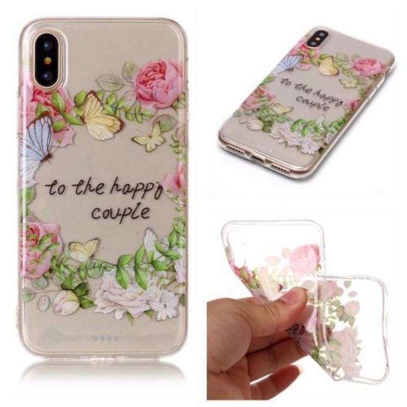 Printy průhledný gelový obal na iPhone X - happy - průhledný