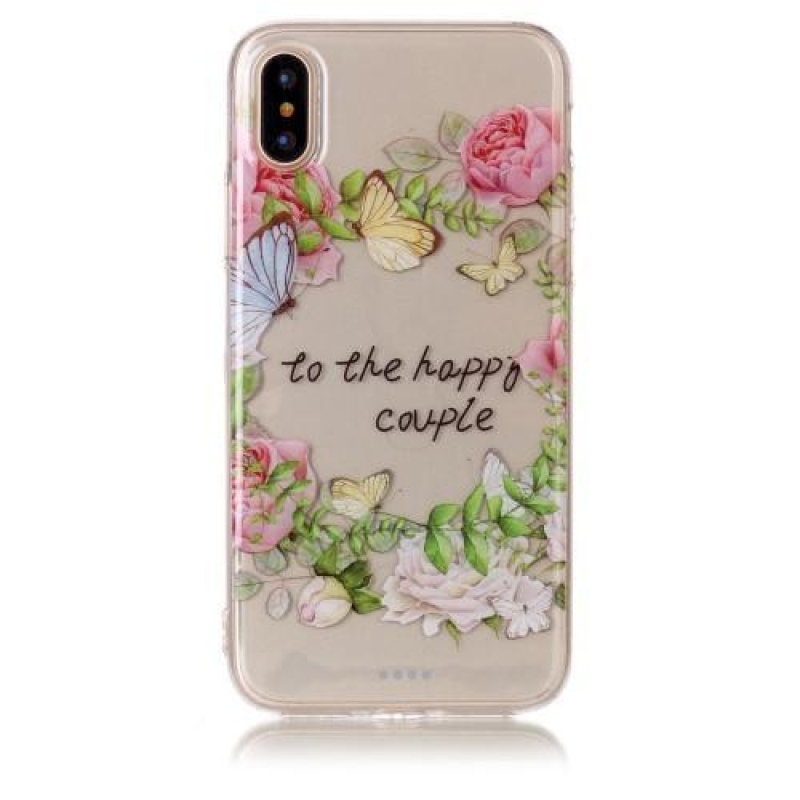 Printy průhledný gelový obal na iPhone X - happy - průhledný