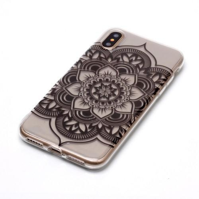 Printy průhledný gelový obal na iPhone X - lotus - průhledný