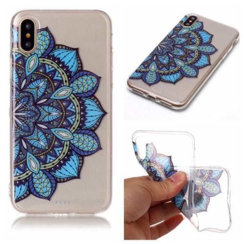 Printy průhledný gelový obal na iPhone X - mandala - průhledný