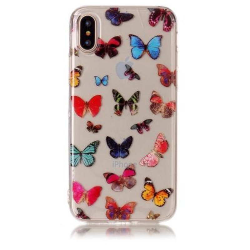Printy průhledný gelový obal na iPhone X - motýlkové - průhledný