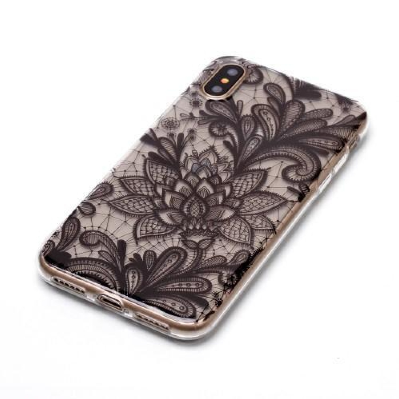 Printy průhledný gelový obal na iPhone X - perokresba - průhledný