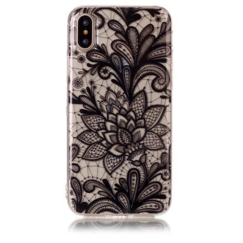 Printy průhledný gelový obal na iPhone X - perokresba - průhledný
