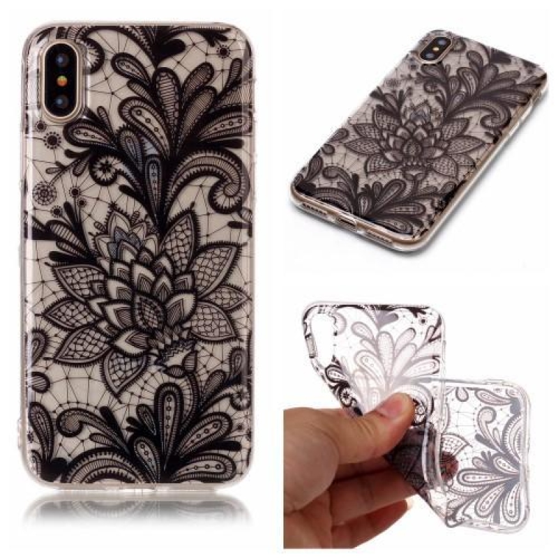 Printy průhledný gelový obal na iPhone X - perokresba - průhledný