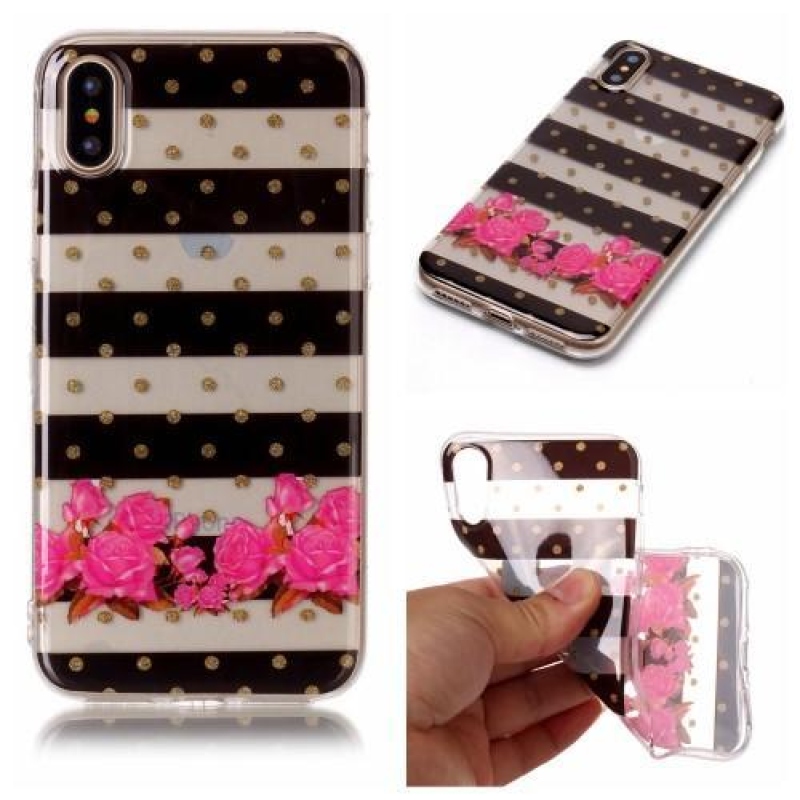 Printy průhledný gelový obal na iPhone X - stripes - průhledný