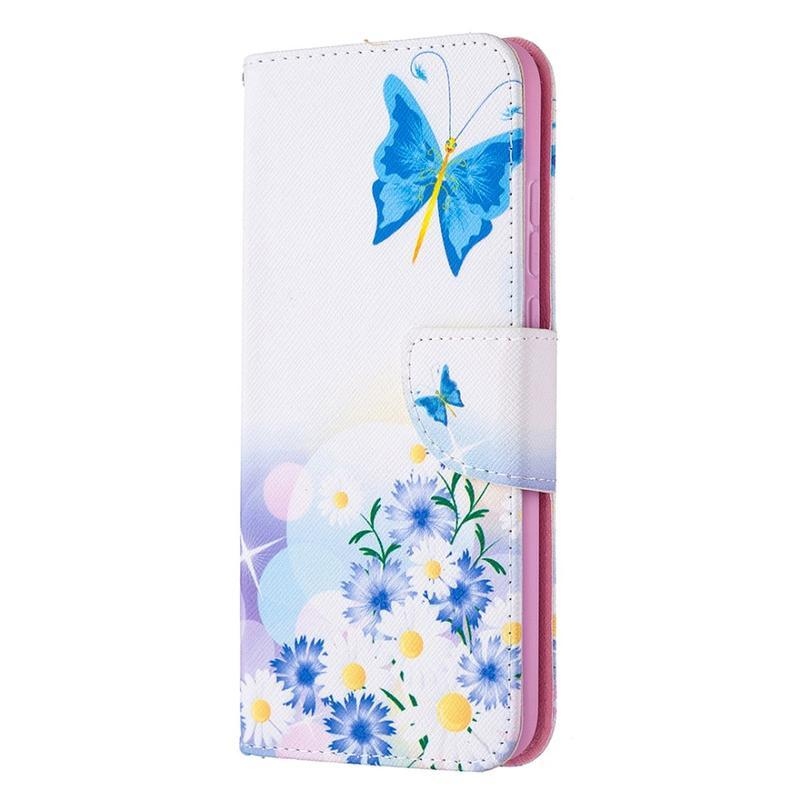 Printy PU kožené peněženkové pouzdro na mobil Honor 9X Lite - modrý motýl