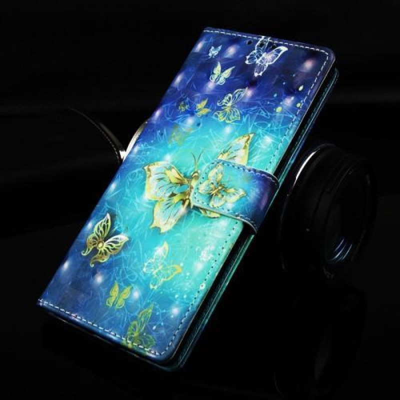 Printy PU kožené peněženkové pouzdro na Samsung Galaxy A70 - motýl