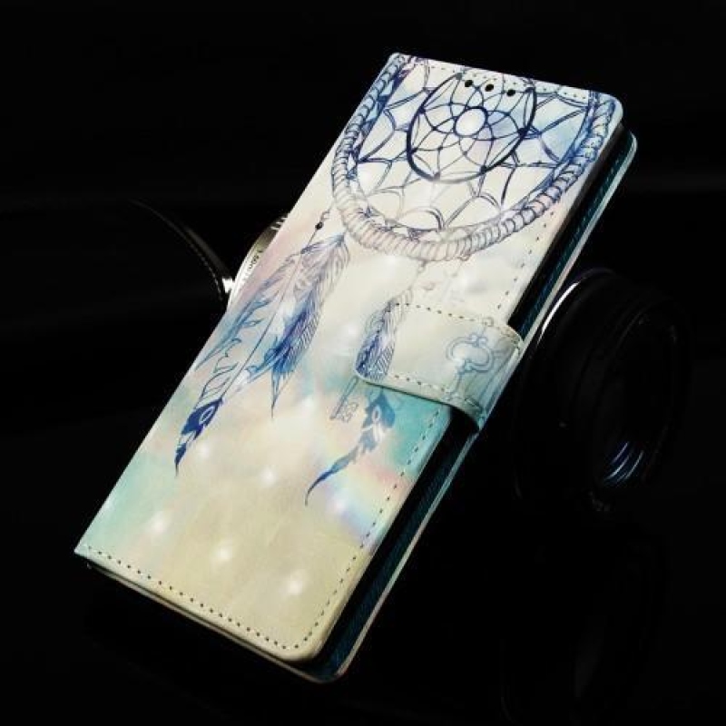 Printy PU kožené peněženkové pouzdro na Samsung Galaxy A70 - pírkový lapač snů