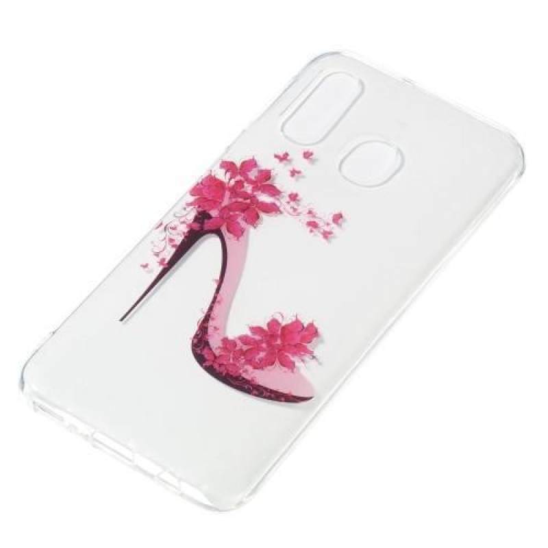 Printy silikonový obal na Samsung Galaxy A40 - květiny a podpatek